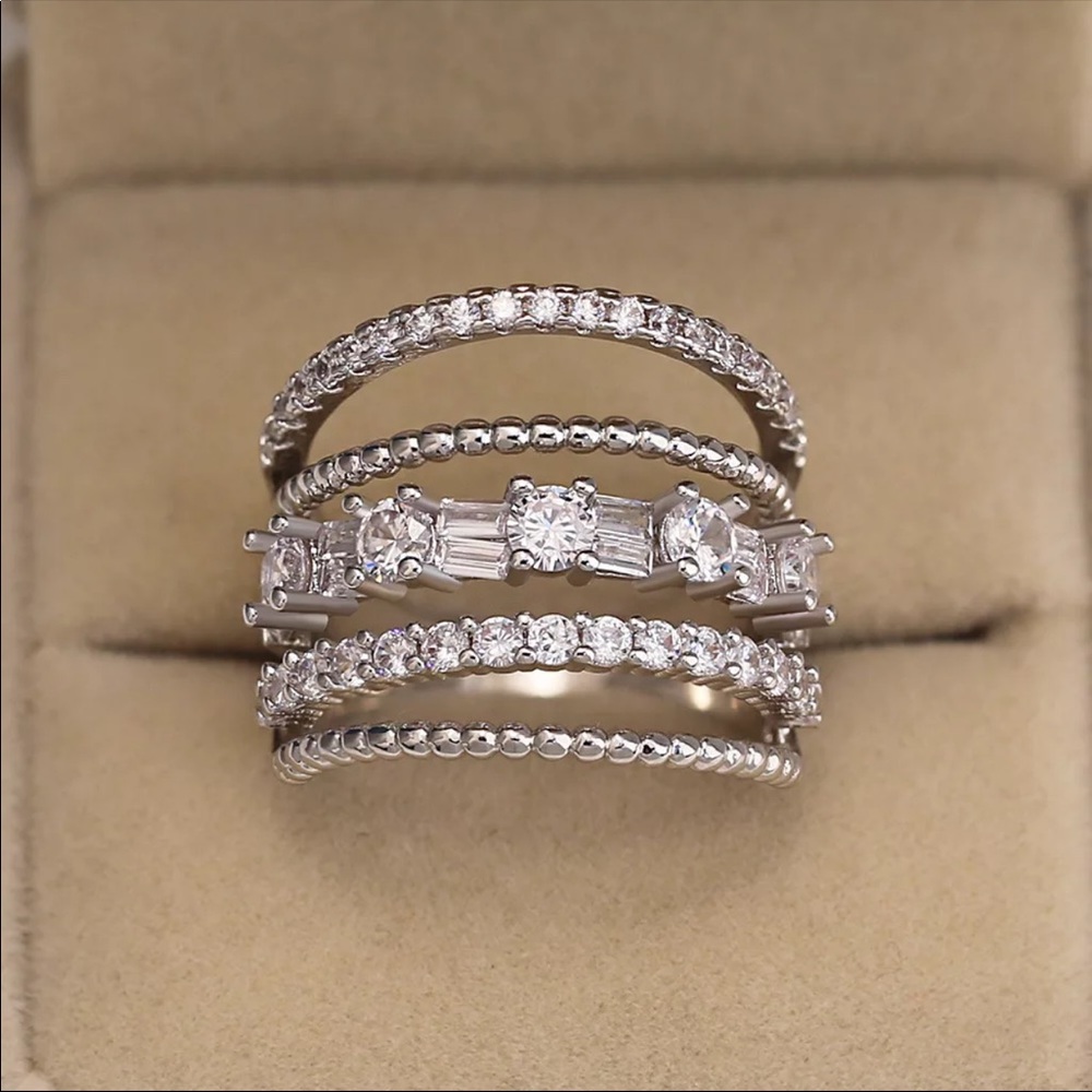 New 925 Sterling Silver Wedding Diamond Ring
